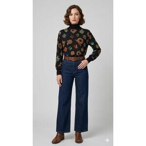 Crisca Abstract Fish Long Sleeve Turtleneck Shirt Womens Size 40 Canada Flawed